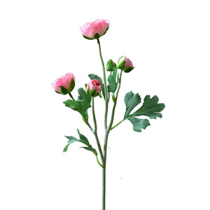 Artificial Camellia Flower 4 Head Flocked Silk High Simulation Wedding Decoration - Product Image 5