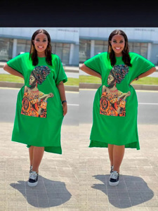 Đầm midi nữ size lớn họa tiết mới, kiểu dáng giản dị và thời trang, chất liệu cotton chiffon dệt 100%, chống tĩnh điện, thích hợp cho mùa hè đi làm - Product Image 5