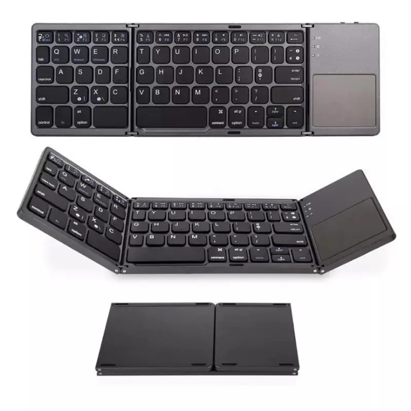 Shenzhen Touchpad Cute Slim Folding Mobile Klavye Rechargeable Portable 60% Foldable Mini BT Wireless Keyboard for pc ipad ios