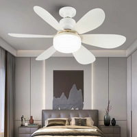Ventilateur de plafond à six pales E27 transfrontalier, silencieux, détachable, télécommandé, gradation progressive, en forme de fleur