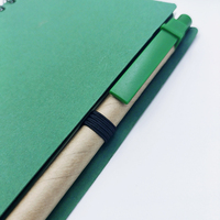 Logotipo personalizado Kraft precio barato encuadernación en espiral de negocios nota personalizada con enchufe de la pluma cuaderno para estudiantes fabricante