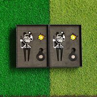 Fourche en métal au design personnalisé, outil de réparation de divot, pince à chapeau, étiquette/marqueur de balle de golf, coffret cadeau, accessoires pour golf, vente en gros