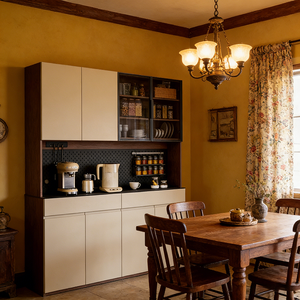 <span class=keywords><strong>Cuisine</strong></span> intégrée au design moderne, armoire modulaire combinée, aménagement en L, porte en verre, meubles de rangement et de cuisson - Product Image 3