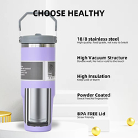 Mug de voyage isotherme en acier inoxydable à double paroi, anti-fuite, avec paille, réutilisable, pour le camping, le thé ou le café