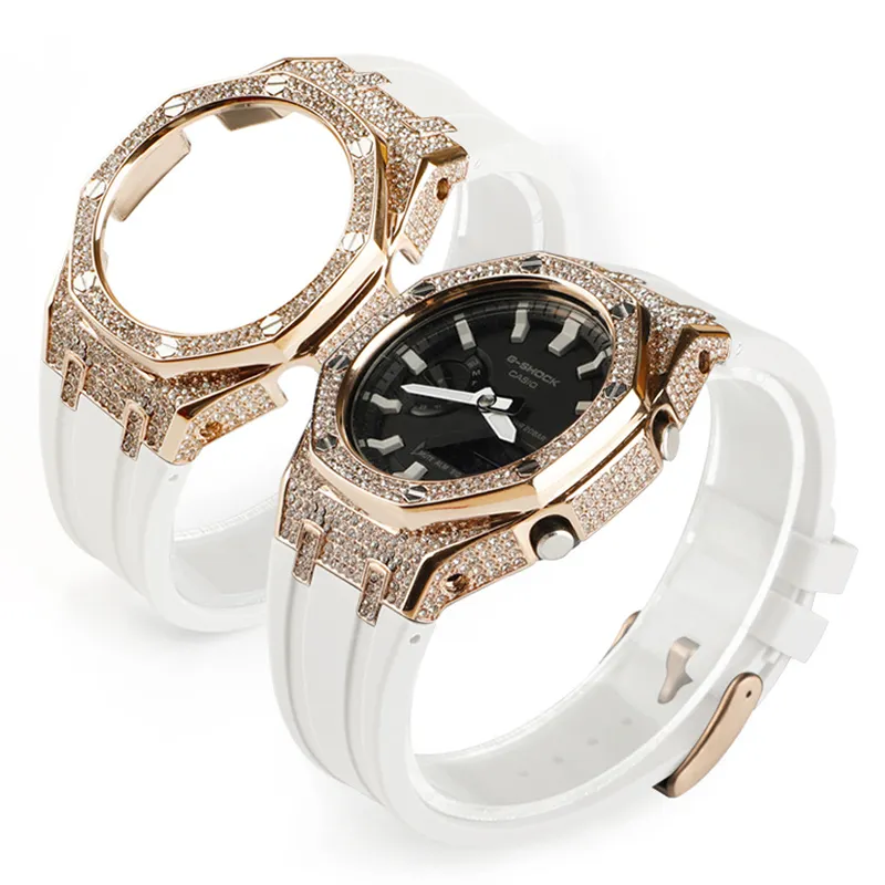 Reloj de acero inoxidable ga2100 para hombre, con carcasa de metal Cz, con diamantes de lujo, para Casio G-SHOCK GA2100