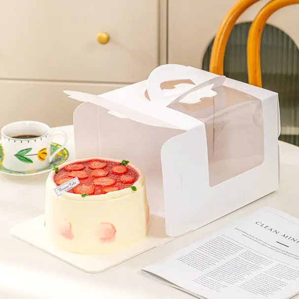 wholesale custom 3/4/6/8inches mini cake box transparent cake box with window