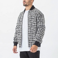 Veste bomber en tweed noir et blanc de haute qualité, design de mode personnalisé, pour homme