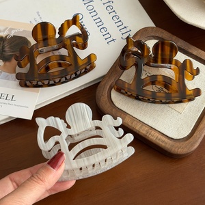 DOWELL 复古小马醋酸纤维发夹 优雅马尾辫夹 鲨鱼夹 高端风格 女式手工发饰 女孩 - Product Image 3