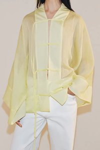 Chemisier drapé transparent à manches longues et nœuds décoratifs SHENZHU pour femme, nouvelle collection été 2026, référence 0340004 - Product Image 2