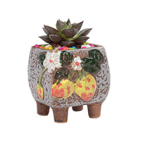 Styles riches dessin coloré Mini décoration de bureau Pot de fleur Cactus jardin mignon fleur en céramique Pot succulent