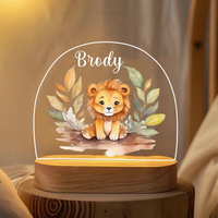 Veilleuse personnalisée artisanale pour enfants en forme d'animal, lampe en acrylique avec nom personnalisé, décoration moderne pour la maison, chambre de bébé et d'enfant, Saint-Valentin