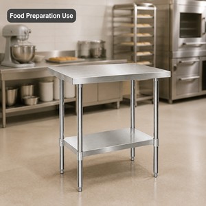 Banco da Lavoro Commerciale in Acciaio Inox 304/201, Finitura Opaca Spazzolata, Capacità di Carico 300kg/m, per Aree di Preparazione Alimenti e Cucine Commerciali - Product Image 3