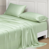 Parure de lit de luxe vert émeraude 100 % bambou 300 fils/cm² ultra douce et respirante, ensemble de 4 pièces unies teintes pour chambre à coucher