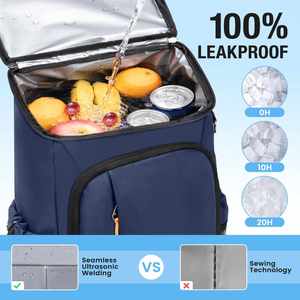 Large Soft Cooler Bag <b>Insulated</b> <b>Lunch</b> <b>Box</b> Backpack with Zippered Dispensing Lid Outdoor for Campus Girl Thermal Food Solar Panel - Product Image 2