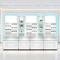 Meubles pour magasin d'optique, unité d'affichage murale blanche, cadre néon LED, comptoir en verre, vitrine, panneaux d'affichage, CE ETL pour magasin d'optique