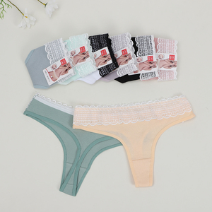 Offerta di Fabbrica UOKIN: Confezione da Dodici Slip a Vita Bassa <span class=keywords><strong>in</strong></span> Cotone con Pizzo per Donna, Sexy Tangas Tinta Unita <span class=keywords><strong>in</strong></span> Tutte le Taglie - Product Image 3