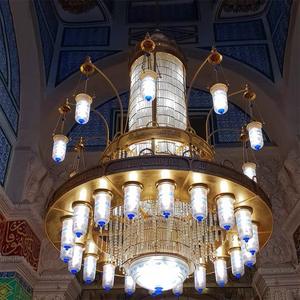 Candelabro de cristal <span class=keywords><strong>Masjid</strong></span> islámico de mezquita de iglesia dorada de estilo árabe grande personalizado clásico hecho en China - Product Image 1