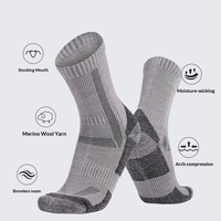 Chaussettes de randonnée et de ski en laine mérinos respirante et performante - Épaisses, chaudes, absorbant la transpiration, avec logo imprimé