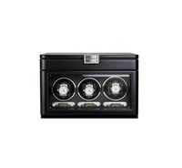 Boîte remontoir de montres automatiques de luxe faite à la main, double couche, intérieur en cuir de vachette, MDF+PU, noir et marron, rangement et présentation silencieux