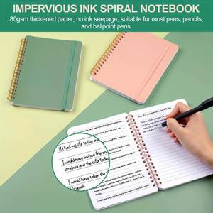 Carnets de notes A5 à spirale lignés, avec couverture en cuir imperméable et reliure thermique, en cuir PU mat pour l'école - Product Image 3