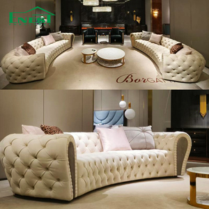 Juego de Sofás de Cuero Genuino de Lujo Ligero, Estilo Italiano, Sofá Seccional de 1, 2 y 3 Plazas, Muebles de Sala de Estar para Proyectos de Villas - Product Image 2