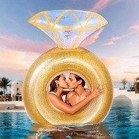 Bouée gonflable géante en forme de diamant doré scintillant pour mariage, piscine, plage, fête estivale, cadeau photo, pour adultes