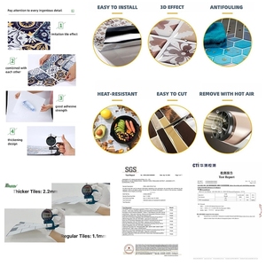 Cheap PU Waterproof 3D Self-adhesive <strong>Sticker</strong> Peel and Stick <strong>Backsplash</strong> Wall Tile White Subway Polygonal Brick Tiles <strong>for</strong> <strong>Kitchen</strong> - Product Image 5