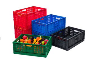 Panier à fruits de supermarché Caisse mobile pliable et empilable en PP avec maille pour le transport des légumes et des fruits - Product Image 4