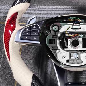 พวงมาลัยคาร์บอนไฟเบอร์สำหรับ Mercedes <span class=keywords><strong>Benz</strong></span> W205 W206 W213 W214 W464 X253 C43 C63 E53 E63 G63 AMG แบบเสียบใช้งานได้ทันที - Product Image 4
