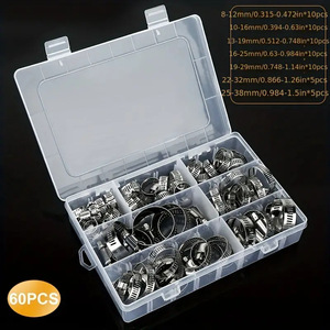 Baiguluo Stainless Steel Hose Clamps 60Pcs 8-<b>38mm</b> Metric <b>Pipe</b> Clamps For General Industry - Product Image 4