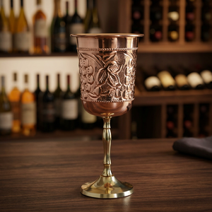 Hand Made <b>Copper</b> Wine Glass Floral Pattern Vintage Design Gold Plated Stemmed Cup For Wedding Party Adults - Product Image 4