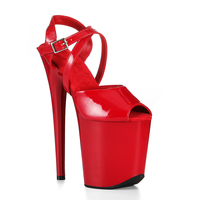 Sandales d'été sexy en PVC pour pole dance, talon épais de 20 cm, bout ouvert, longues lanières enveloppantes, semelle extérieure respirante en ABS