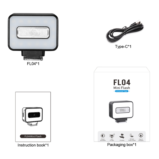 New FL04 Rechargeable Vintage Mini Led Fill Camera+flash+lights Flash Light for Sony Camera