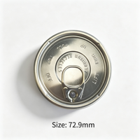 Aluminium volledig openbare, makkelijk te openen deksel 72,9 mm, food grade, voor tennisballen, droog poeder, gedroogd fruit, PET blikken, metalen blikken, aangepast logo