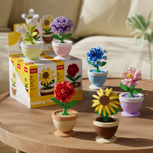 Juguete de Bloques de Construcción de Plantas Decorativas en Miniatura a <span class=keywords><strong>Escala</strong></span> 1:36, Flores en Maceta, Rosas y Girasoles Compatibles, Gran Venta - Product Image 6