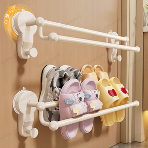 Suction Cup Slipper Rack 50X30Cm Wall Mounted Bathroom Storage <b>Shelf</b> Durable No Drilling Required - Product Image 2