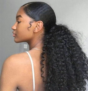 Color <span class=keywords><strong>Natural</strong></span> 140g color <span class=keywords><strong>natural</strong></span> afro rizado <span class=keywords><strong>cabello</strong></span> humano Cola de Caballo para mujeres negras, cola de caballo con cordón <span class=keywords><strong>cabello</strong></span> humano - Product Image 2