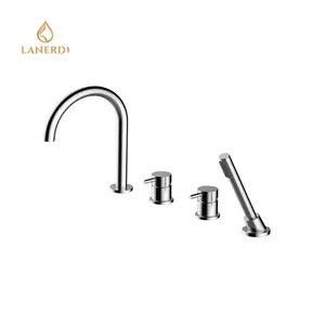 Modern Ce Attachment 4 Piece UPC Deck Mounted Side Mounted Brass Tub Bathtub Bath Attachment Tap Faucet Set With Hand Shower