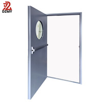 Porte en acier de sécurité commerciale avec vitre ronde, design en verre pressé, porte en acier ignifugée pour hôpital, laboratoire, centre commercial