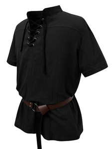 Costume da Cavaliere <span class=keywords><strong>Medievale</strong></span> all'Ingrosso, Camicia a Maniche Corte da <span class=keywords><strong>Uomo</strong></span>, Stile Gotico Pirata per Halloween - Product Image 6
