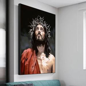 Art Deco Vintage Gesù Cristo ritratto di pittura su tela astratta religione <span class=keywords><strong>cristiana</strong></span> <span class=keywords><strong>arte</strong></span> della parete per soggiorno decorazioni per la casa - Product Image 3