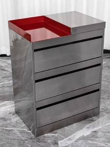 Armoire à outils en acier inoxydable pour salon de coiffure et barbier avec roulettes - Mobilier de salon commercial - Product Image 2