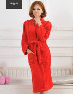 Jubah Mandi Pasangan <span class=keywords><strong>Unisex</strong></span>, Dress Malam Flanel Panjang Tebal, Piyama Pakaian Rumah Musim Dingin - Product Image 3