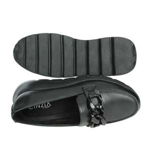 Mocassins pour femmes Cinzia Soft CI2034 en cuir noir, chaussures confortables à plateforme - Product Image 6