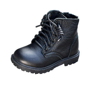 جلد البقر الأصلي ارتفاع الكاحل النمط الغربي أحذية للبنات الكورية الشتاء القطن قصير مسطح مع نعل مطاطي خفيف - Product Image 2