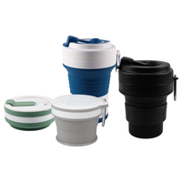 Produits de camping et de randonnée personnalisés, gobelets en silicone réutilisables pliables portables, tasse de voyage pliable en silicone