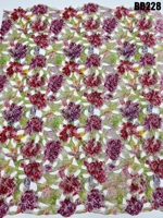 Tissu en dentelle guipure à découpe florale colorée 100% polyester brodé pour robe de mariée mexicaine et fête