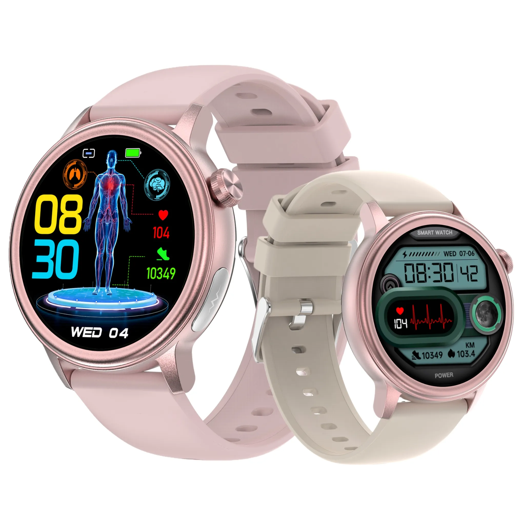 Jam tangan pintar wanita, arloji cerdas layar besar Ips 1.39 inci, panggilan Bt5.0, Monitor detak jantung Ecg, deteksi kesehatan wanita, Ip68 dalam, anti air, Et470