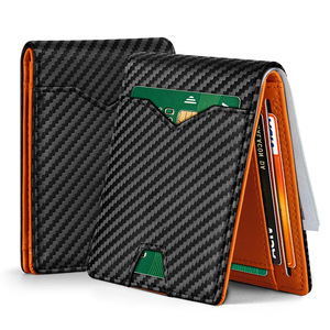 Ultra Thin Synthetic Leather <b>Wallet</b> <b>For</b> <b>Men</b> Orange Black 4 Inch Credit Card Holder <b>RFID</b> Anti Theft Everyday Use - Product Image 1