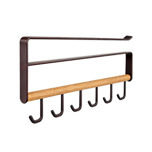 Ganchos para gabinetes Ripai, 6 ganchos, barra de madera sin taladro, organizador de almacenamiento de cocina para utensilios y toallas - Product Image 4